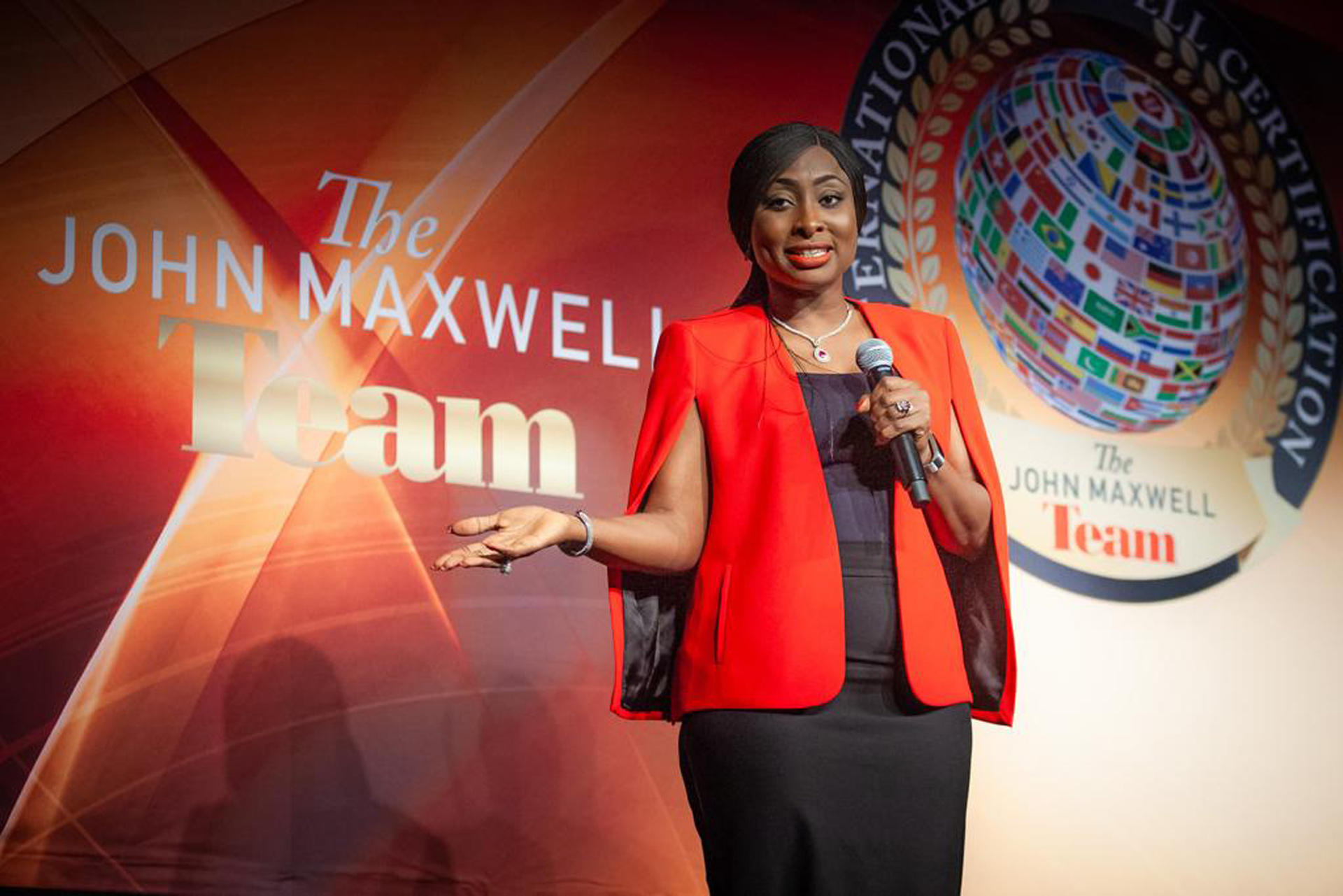 Woman speaking at a conference
